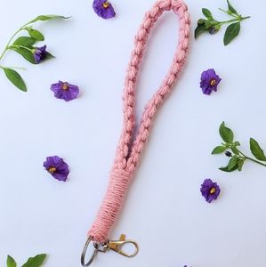 Pink boho wristlet keychain accessory for women
